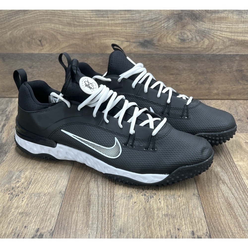 Nike Huarache 9 Elite TF LAX Turf Lacrosse Shoes Black White Nby FN0310 Size 16
